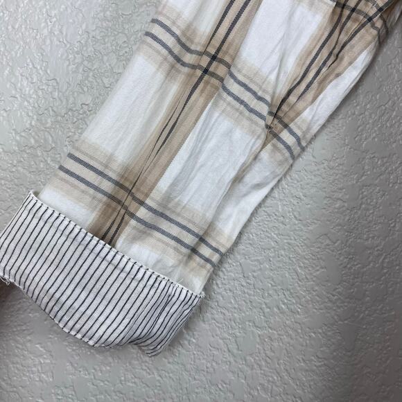 Soft Surroundings Womens Small Divine Neutral Plaid Flannel Button Up Pajama Top - Picture 4 of 9